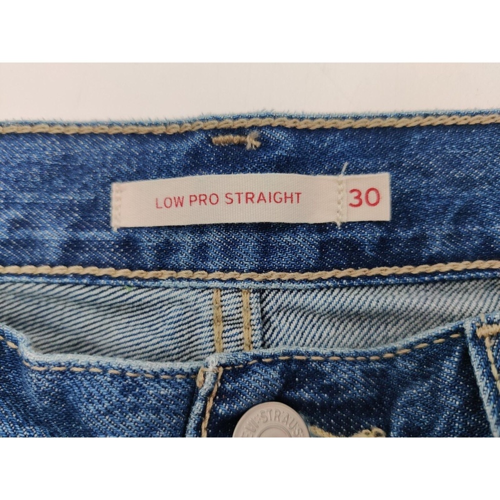 Levi's Size 30x30 Men's Low Pro Straight Jeans Med Wash Blue Jeans Distressed - Picture 6 of 14